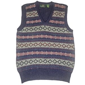 Habersham Road Mens Medium Vtg Wool Fair Isle Sweater Vest 90s Preppy Academic